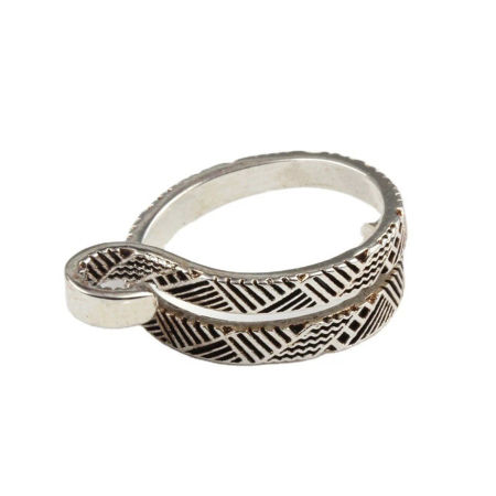 Picture of Brass Retro Open Adjustable Knitting Crochet Loop Yarn Guide Finger Ring Carved Pattern Multicolor