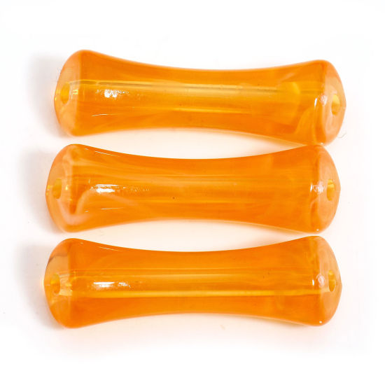 50 個 アクリル ビーズ ペンダント チャーム DIY 手作り ハンドメイド ジュエリー アクセサリーを作る オレンジ色 チューブ ウォーターカラー 約 26.5mm x 7mm、穴：約 1.8mm の画像