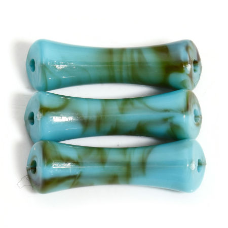Bild von 50 Stück Acryl Perlen für die DIY-Schmuckherstellung Cyan Tube Aquarell ca. 26.5mm x 7mm, Loch:ca. 1.8mm