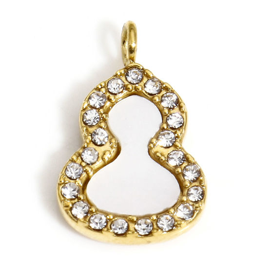 Immagine di 1 Pz Placcatura Sottovuoto Ecologica 304 Acciaio Inossidabile Elegante Charms Zucca Oro Placcato Conchiglia Imitazione Trasparente Cubic Zirconiae 14.5mm x 9.5mm