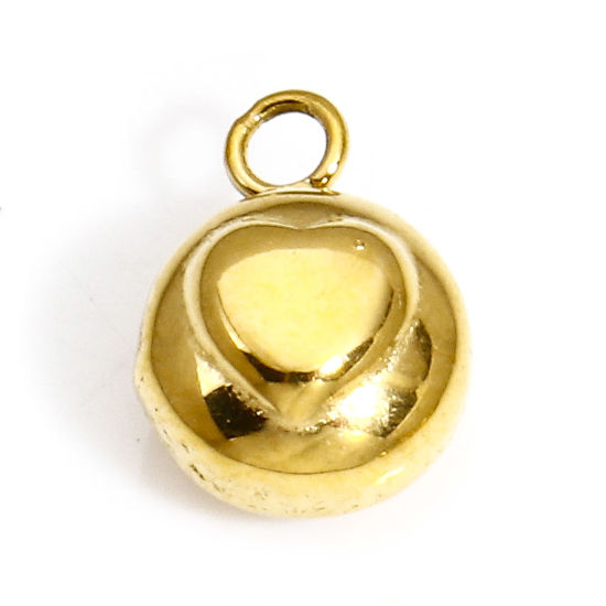 Immagine di 1 Pz Placcatura Sottovuoto Ecologica 304 Acciaio Inossidabile San Valentino Charms Palla Oro Placcato Cuore 9mm x 6.5mm