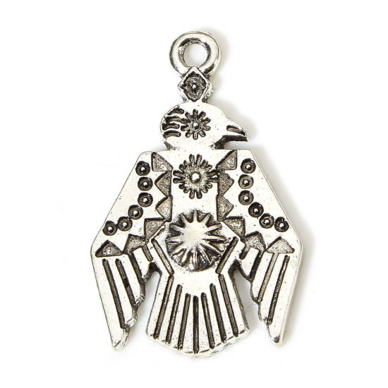 Picture of 10 PCs Zinc Based Alloy Boho Chic Bohemia Pendants Antique Silver Color Thunderbird 3cm x 1.9cm