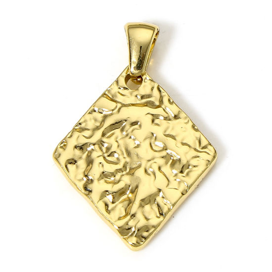 Изображение 1 ШТ 304 Нержавеющая Сталь Подвески 18K позолоченный Ромб Текстура 29мм x 20мм