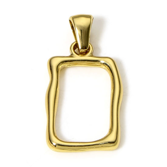 Изображение 1 ШТ вакуумное покрытие 304 Нержавеющая Сталь Подвески Прямоугольник 18K позолоченный 27мм x 13мм