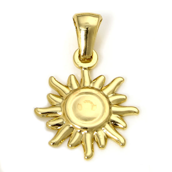 Picture of 1 Piece 304 Stainless Steel Charm Pendant 18K Gold Plated Sun 23mm x 15mm