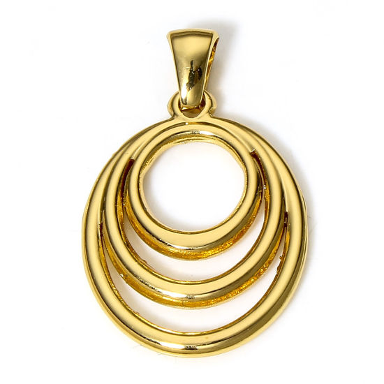 Immagine di 1 Pz 304 Acciaio Inossidabile Ciondoli Placcato Oro 18K Ovale Anello 30mm x 18.5mm