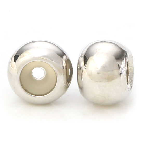 Imagen de 10 PCs Brass Rubber Stopper Slider Adjustable Beads Round Platinum Plated 4mm Dia.