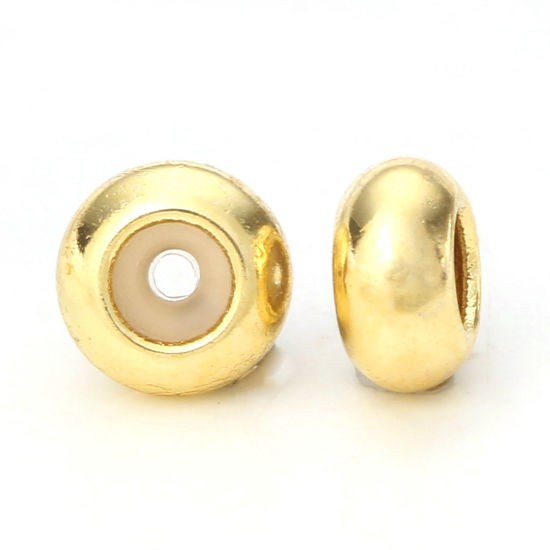 Imagen de 10 PCs Brass Rubber Stopper Slider Adjustable Beads Abacus 14K Gold Plated 5mm Dia.