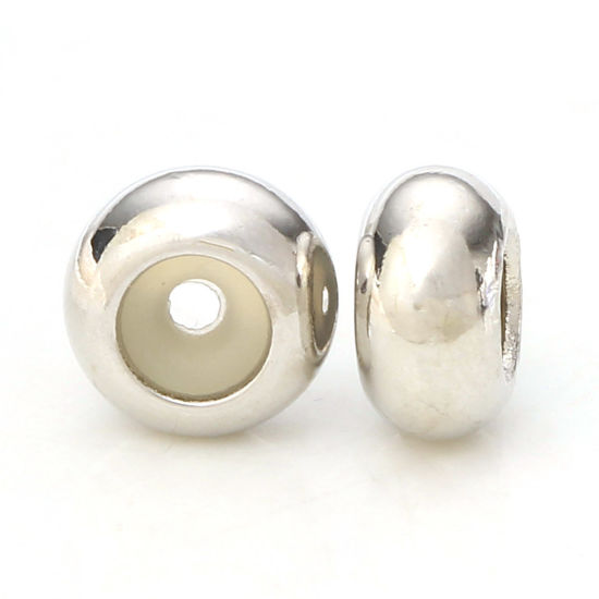 Imagen de 10 PCs Brass Rubber Stopper Slider Adjustable Beads Abacus Platinum Plated 7.5mm Dia.
