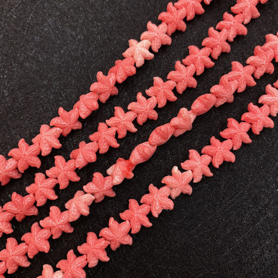 Picture of 10 PCs Coral ( Synthetic ) Beads For DIY Charm Jewelry Making Star Fish Reddish Orange About 11mm Dia.