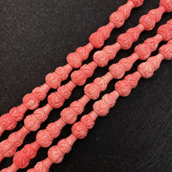 Picture of 10 PCs Coral ( Synthetic ) Beads For DIY Charm Jewelry Making Calabash Reddish Orange About 18mm Dia.