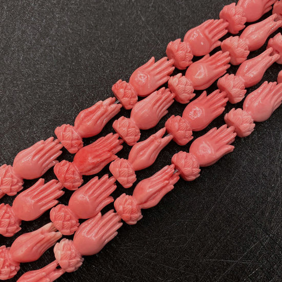 Picture of 10 PCs Coral ( Synthetic ) Beads For DIY Charm Jewelry Making Hand Reddish Orange About 26mm x 15mm