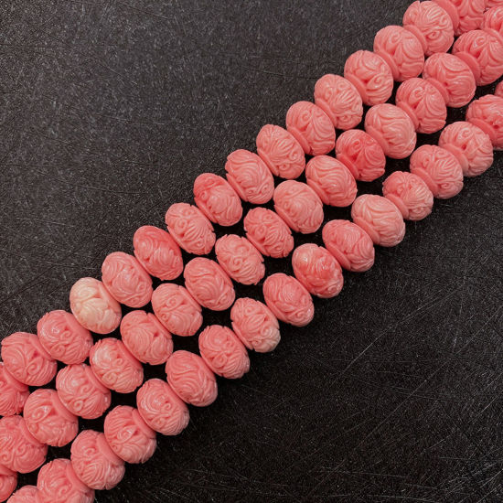 Picture of 10 PCs Coral ( Synthetic ) Beads For DIY Charm Jewelry Making Lantern Reddish Orange About 9mm x 14mm