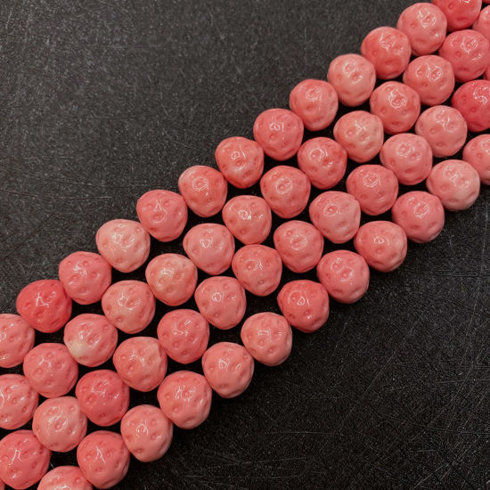Bild von 10 Stück Koralle ( Synthetisch ) Perlen für die Herstellung von DIY-Charme-Schmuck Erdbeeren Lachsfarben ca. 12mm x 10mm