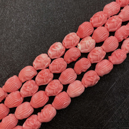 Picture of 10 PCs Coral ( Synthetic ) Beads For DIY Charm Jewelry Making Mermaid Reddish Orange About 18mm x 12mm-20mm x 14mm Dia.