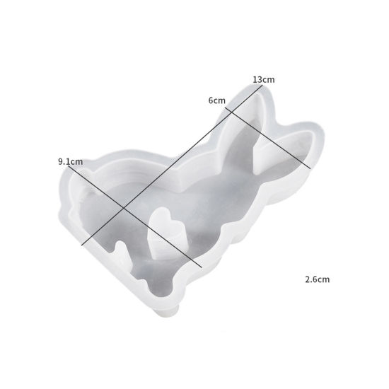 Picture of 1 Piece Silicone Easter Day Resin Mold For Candle Soap DIY Making Rabbit Animal Heart White 13cm x 9.1cm