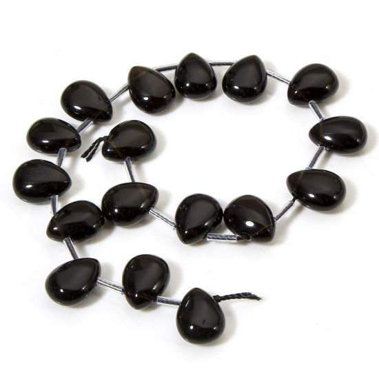 Picture of 1 Strand (Approx 17 PCs/Strand) (Grade A) Crystal ( Natural ) Beads For DIY Jewelry Making Drop Black About 12mm x 9mm, Hole: Approx 0.8mm, 20.5cm(8 1/8") long