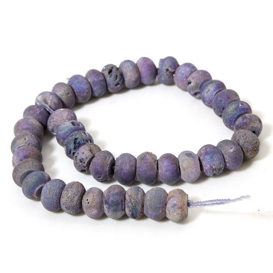 Picture of 1 Strand (Approx 39 PCs/Strand) (Grade A) Quartz Crystal ( Natural ) Loose Beads For DIY Jewelry Making Abacus Purple About 8mm Dia., Hole: Approx 1mm, 20cm(7 7/8") long