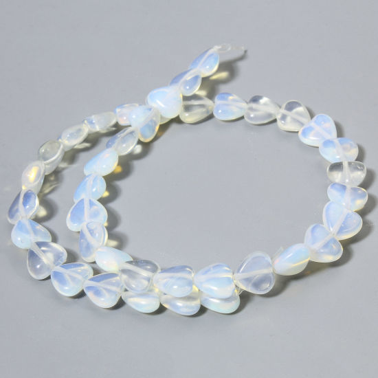 Picture of 1 Strand (Approx 36 PCs/Strand) (Grade A) Opal ( Natural ) Loose Beads For DIY Jewelry Making Heart Transparent Clear About 11mm x 10mm, Hole: Approx 1mm, 37cm(14 5/8") long