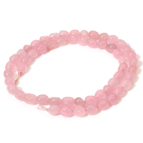 Picture of 1 Strand (Approx 54 PCs/Strand) (Grade A) Jade ( Natural Dyed ) Beads For DIY Jewelry Making Oval Light Pink Faceted About 7mm x 5mm, Hole: Approx 0.6mm, 37cm(14 5/8") long