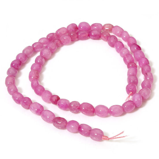 Picture of 1 Strand (Approx 54 PCs/Strand) (Grade A) Jade ( Natural Dyed ) Beads For DIY Jewelry Making Oval Pale Lilac Faceted About 7mm x 5mm, Hole: Approx 0.6mm, 37cm(14 5/8") long