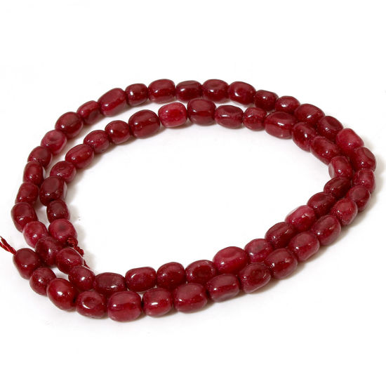 Picture of 1 Strand (Approx 54 PCs/Strand) (Grade A) Jade ( Natural Dyed ) Beads For DIY Jewelry Making Oval Fuchsia Faceted About 7mm x 5mm, Hole: Approx 0.6mm, 37cm(14 5/8") long