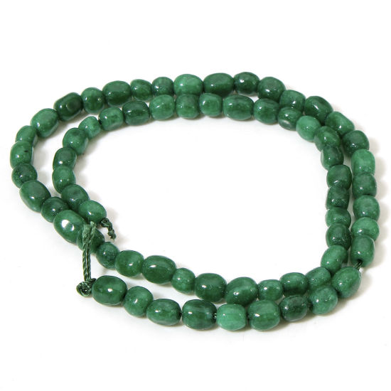 Picture of 1 Strand (Approx 54 PCs/Strand) (Grade A) Jade ( Natural Dyed ) Beads For DIY Jewelry Making Oval Green Faceted About 7mm x 5mm, Hole: Approx 0.6mm, 37cm(14 5/8") long