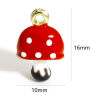 Picture of 2 PCs Zinc Based Alloy 3D Charms Gold Plated Red Mushroom Enamel 16mm x 10mm