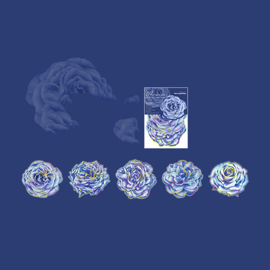 Picture of 1 Set ( 10 PCs/Set) PET DIY Scrapbook Deco Stickers Blue Flower