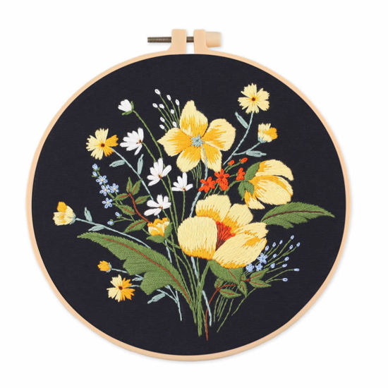Image de 1 Kit DIY Sac de Broderie Fait à la Main en Coton & Lin Multicolore Fleur