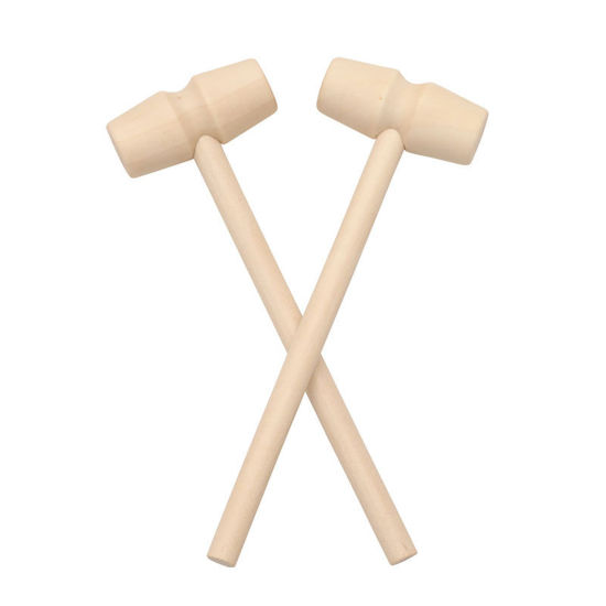 Picture of 10 PCs Wood Blank DIY Handmade Craft Materials Accessories Natural Hammer 13.5cm x 4.3cm