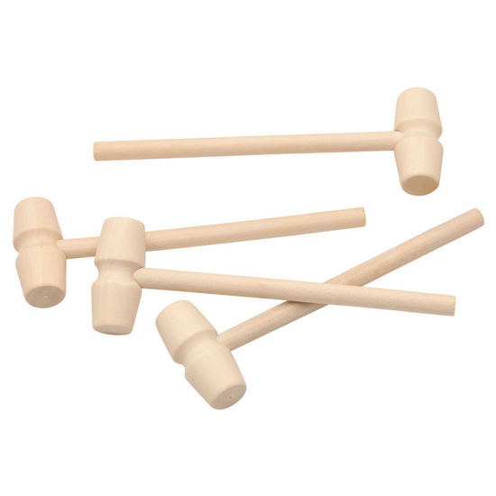 Picture of 10 PCs Wood Blank DIY Handmade Craft Materials Accessories Natural Hammer 13.5cm x 4.3cm