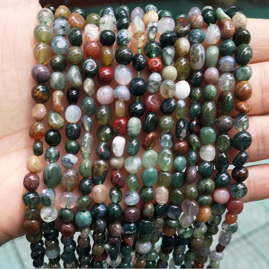 Picture of 1 Strand ( 45 PCs/Strand) India Agate ( Natural ) Loose Beads For DIY Charm Jewelry Making Irregular About 6mm-8mm Dia