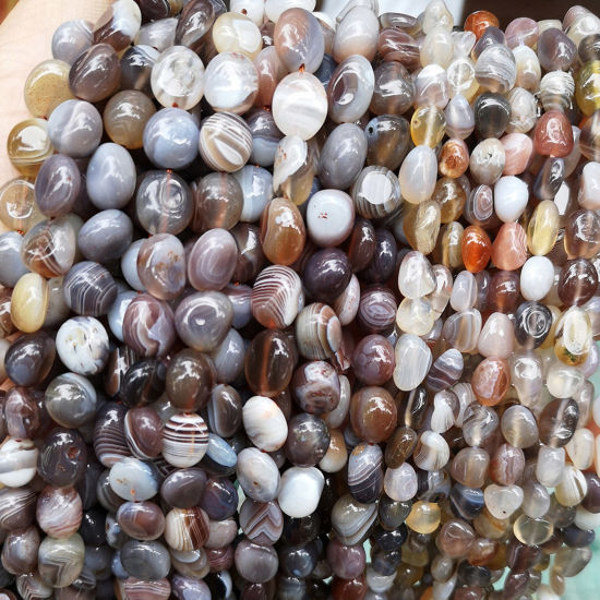 Picture of 1 Strand (Approx 45 - 35 PCs/Strand) Agate ( Natural ) Loose Beads For DIY Jewelry Making Irregular About 10mm - 8mm Dia.