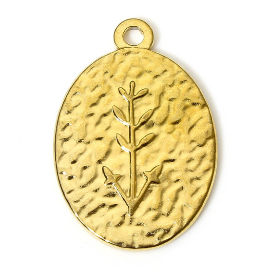 Изображение 2 ШТ 304 Нержавеющая Сталь Подвески Колос 18K позолоченный 18K позолоченный Овальные Эффект Мрамора 23мм x 16мм