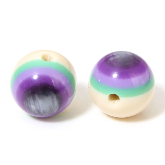 Picture of 20 PCs Resin Anatomy Jewerly Spacer Beads For DIY Charm Jewelry Making Round Purple Eye Pattern About 12mm Dia, Hole: Approx 1.8mm