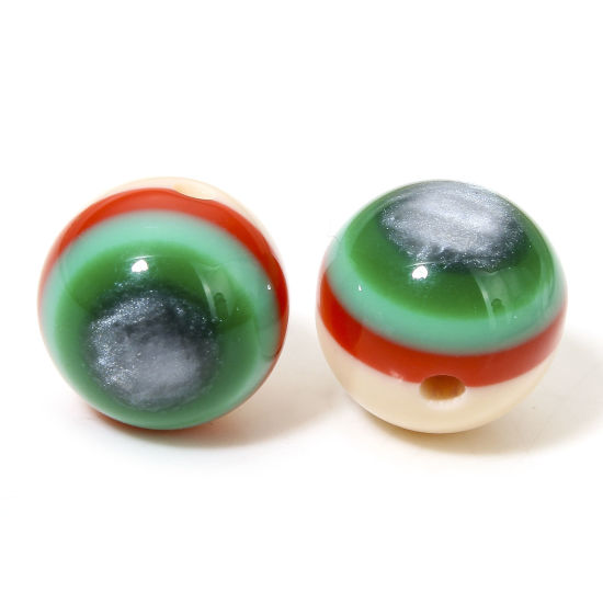 Picture of 20 PCs Resin Anatomy Jewerly Spacer Beads For DIY Charm Jewelry Making Round Green Eye Pattern About 12mm Dia, Hole: Approx 1.8mm