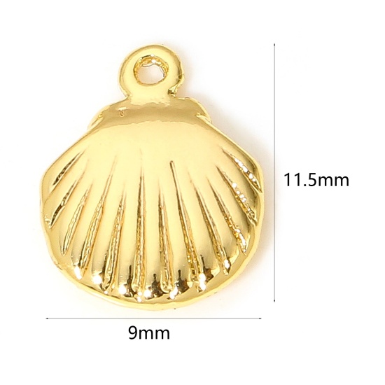 Picture of 2 PCs Brass Charms 18K Gold Plated Shell 11.5mm x 9mm