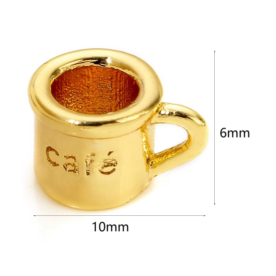 Bild von 2 Stück Messing Charms 18K Gold plattiert Tasse 3D 10mm x 6mm