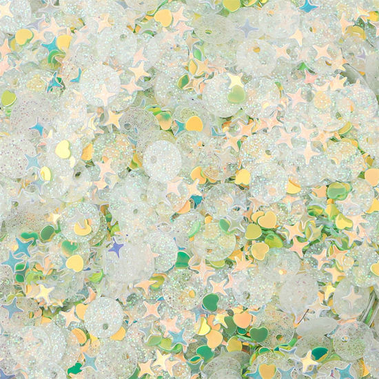 Picture of 1 Packet PET Sequins Paillettes At Random Mixed Green 3mm-6mm