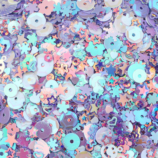 Picture of 1 Packet 3-10mm PET Sequins Paillettes Sewing Clothes Decoration Nail Material DIY  Accessory At Random Mixed Purple