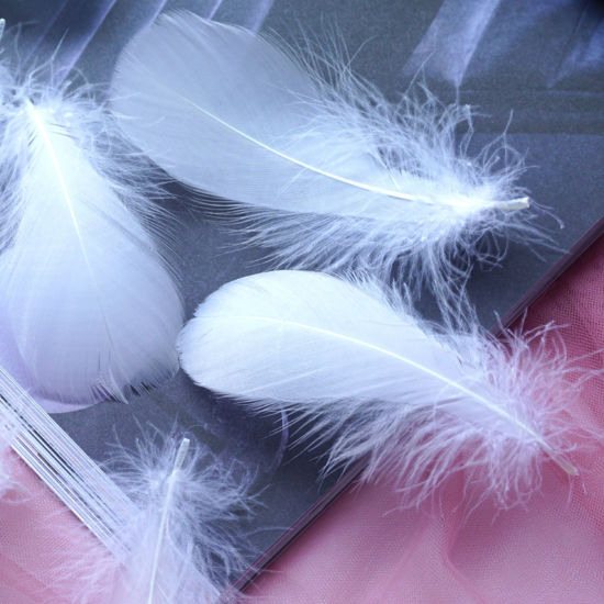 Picture of 100 PCs Natural Dyed Goose Feather DIY Handmade Craft Materials Accessories White 12cm - 6cm