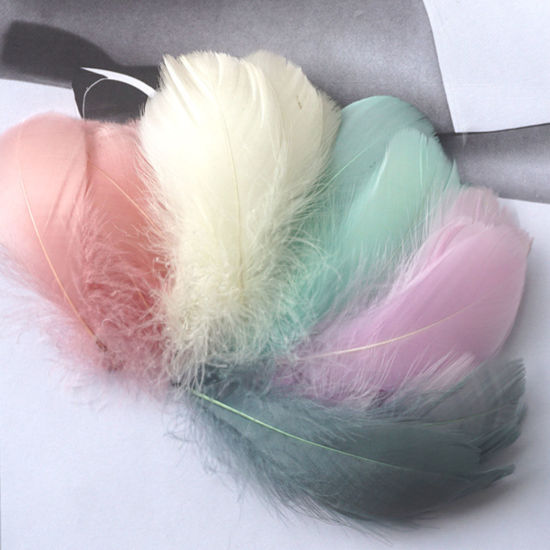 Picture of 100 PCs Natural Dyed Goose Feather DIY Handmade Craft Materials Accessories At Random Mixed Color 12cm - 6cm