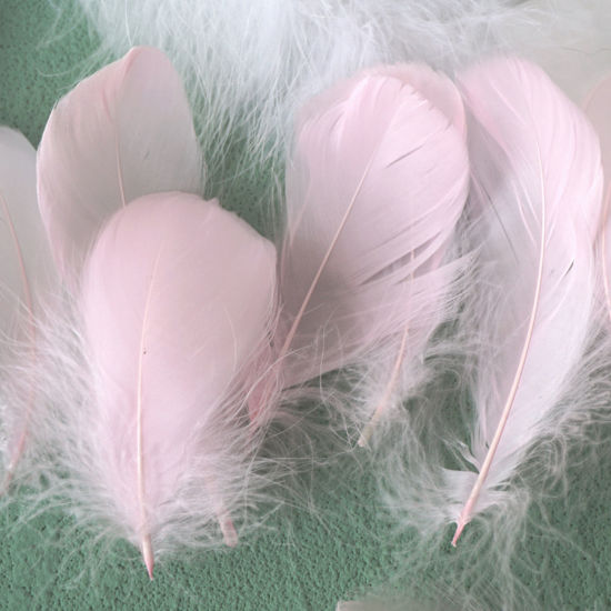 Picture of 100 PCs Natural Dyed Goose Feather DIY Handmade Craft Materials Accessories Light Pink 12cm - 6cm