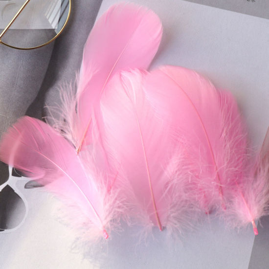 Picture of 100 PCs Natural Dyed Goose Feather DIY Handmade Craft Materials Accessories Pink 12cm - 6cm