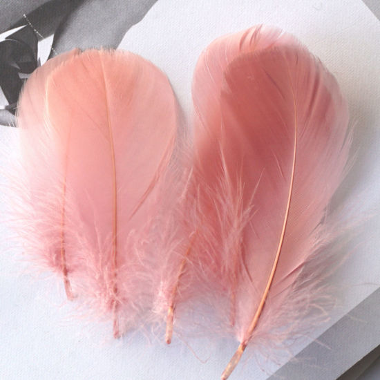 Picture of 100 PCs Natural Dyed Goose Feather DIY Handmade Craft Materials Accessories Russet Red 12cm - 6cm