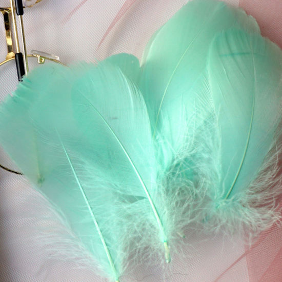 Picture of 100 PCs Natural Dyed Goose Feather DIY Handmade Craft Materials Accessories Light Green 12cm - 6cm