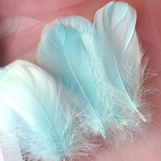 Picture of 100 PCs Natural Dyed Goose Feather DIY Handmade Craft Materials Accessories Lake Blue 12cm - 6cm