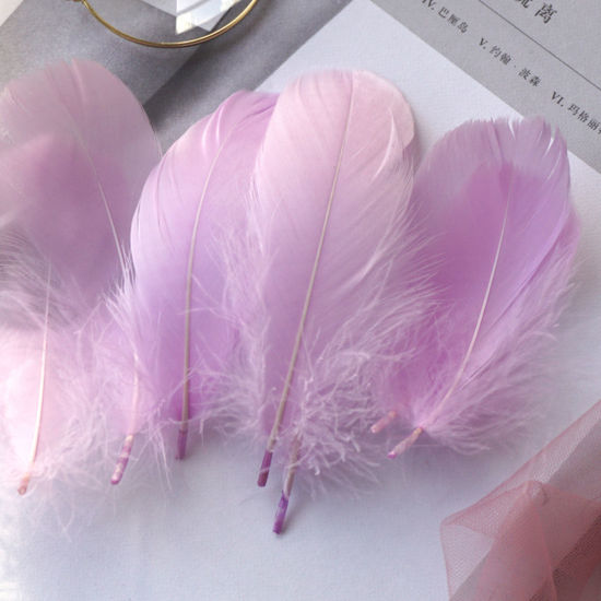 Picture of 100 PCs Natural Dyed Goose Feather DIY Handmade Craft Materials Accessories Mauve 12cm - 6cm