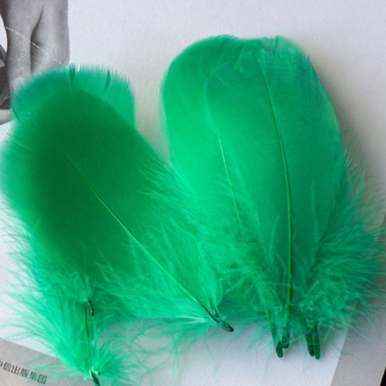 Picture of 100 PCs Natural Dyed Goose Feather DIY Handmade Craft Materials Accessories Emerald Green 12cm - 6cm